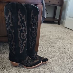 Corral Tall Knee High Black Suede Boots (Style #A4436)